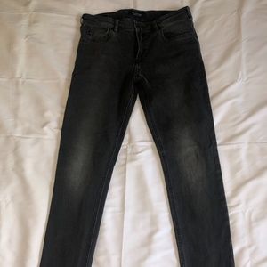 Men's Scotch & Soda Skim Slim Blauw Size 31 / 32 Black Dark Wash Jeans